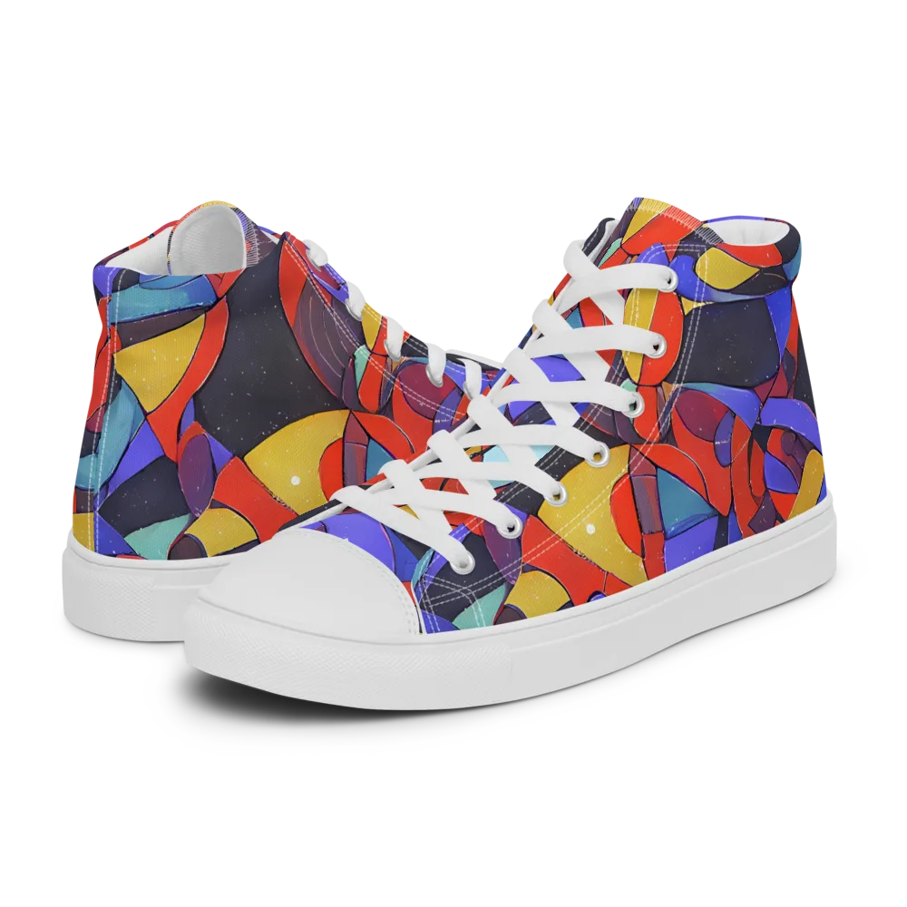 Neon Interlock on Women's High Top Canvas Shoes — Left