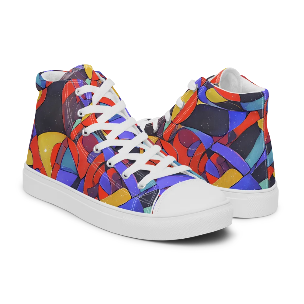 Neon Interlock on Women's High Top Canvas Shoes — Right