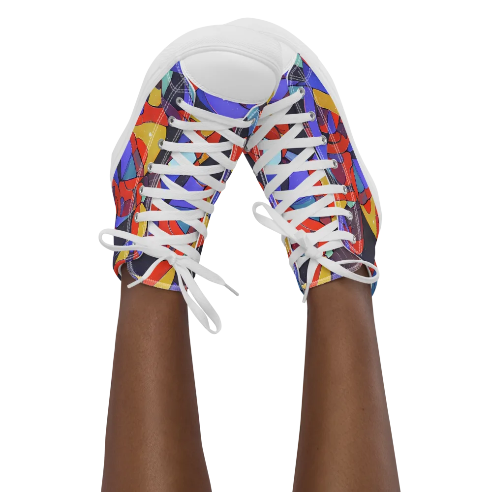 Neon Interlock on Women's High Top Canvas Shoes — Front