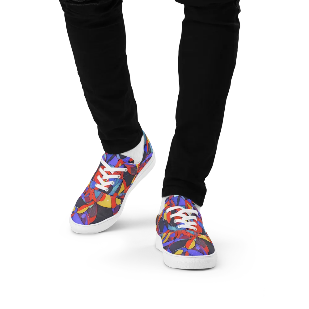 Neon Interlock on Men's Lace-Up Canvas Shoes — Front
