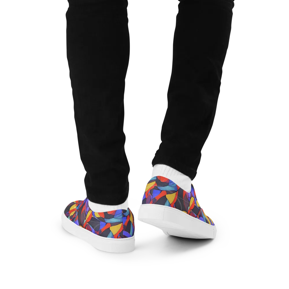 Neon Interlock on Men's Lace-Up Canvas Shoes — Back