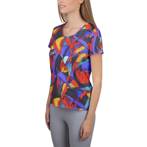 Neon Interlock on a Women's Athletic T-Shirt
