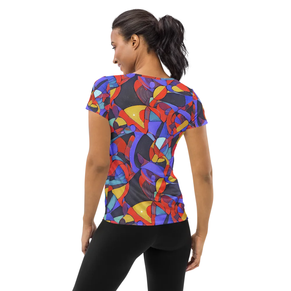 Neon Interlock on Women's Athletic T-Shirt — Back