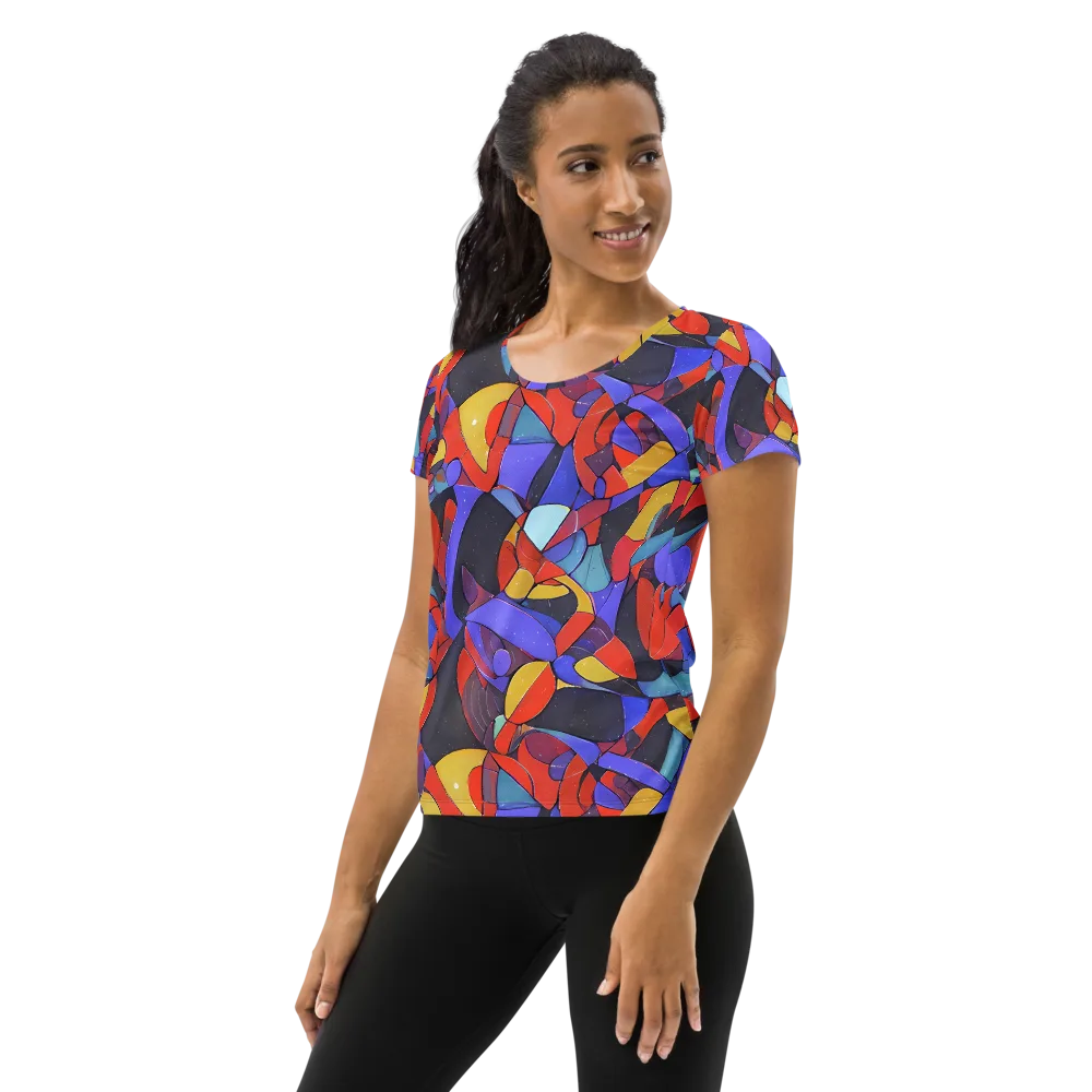 Neon Interlock on Women's Athletic T-Shirt — Left