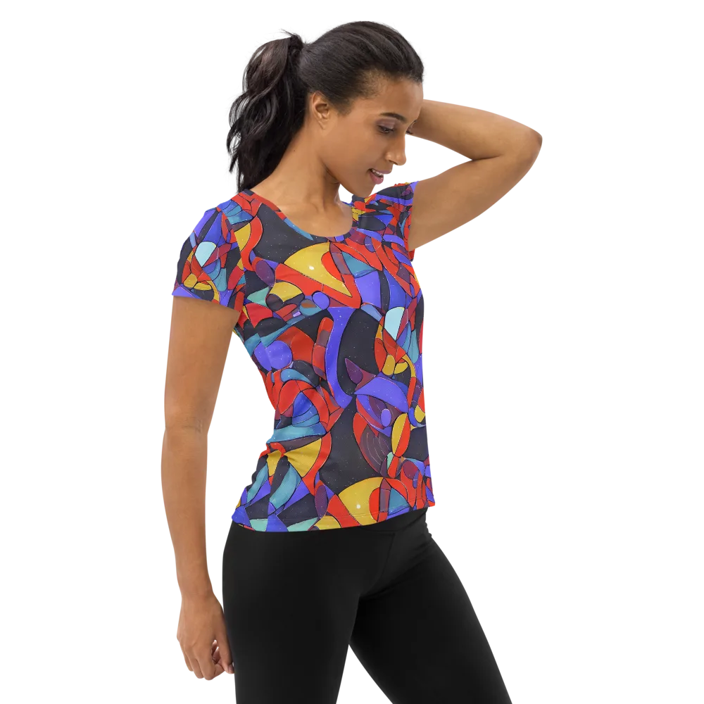 Neon Interlock on Women's Athletic T-Shirt — Right