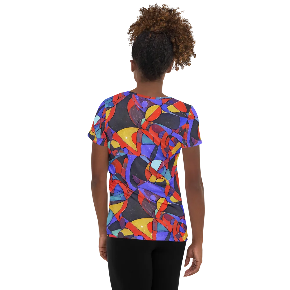 Neon Interlock on Women's Athletic T-Shirt — Back