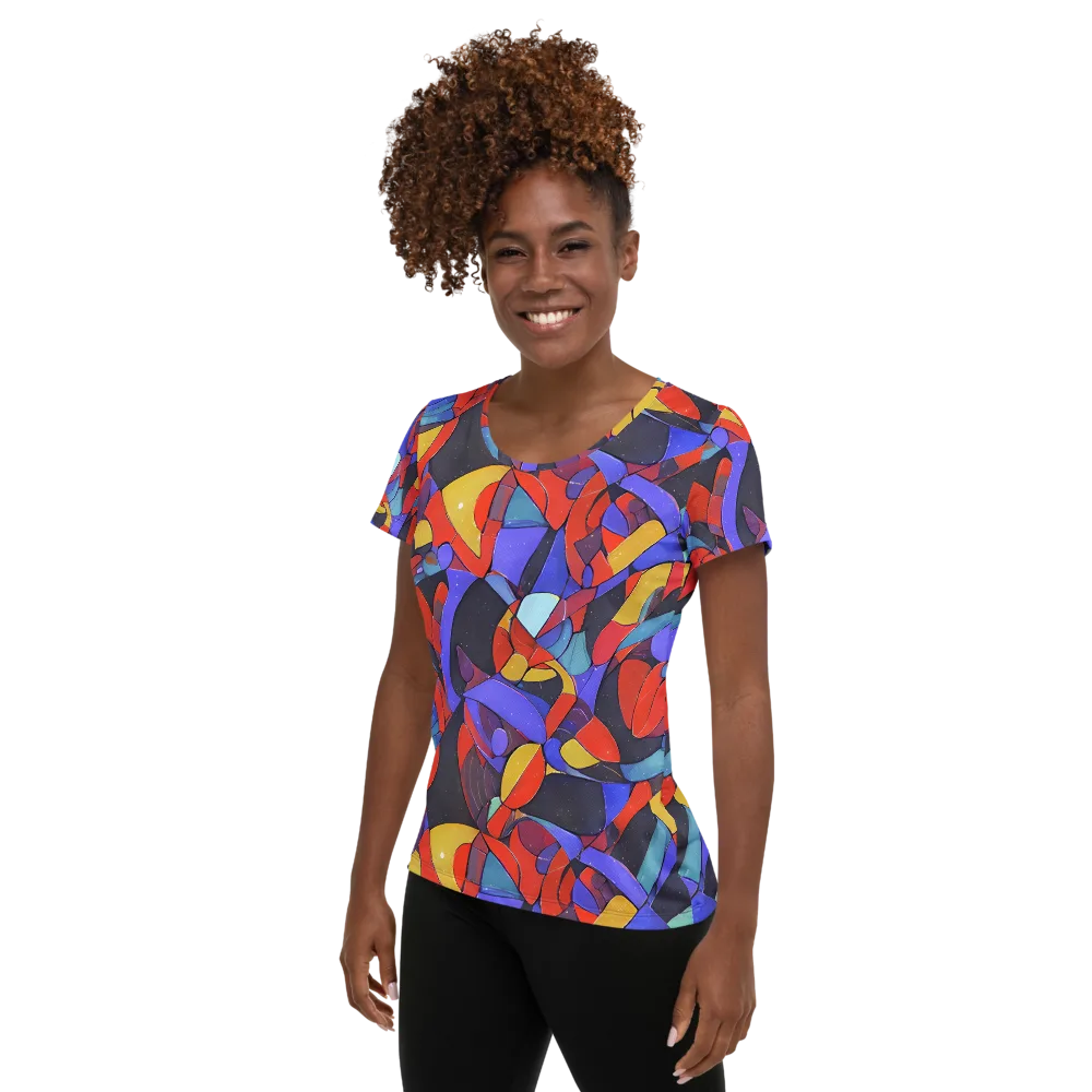 Neon Interlock on Women's Athletic T-Shirt — Left