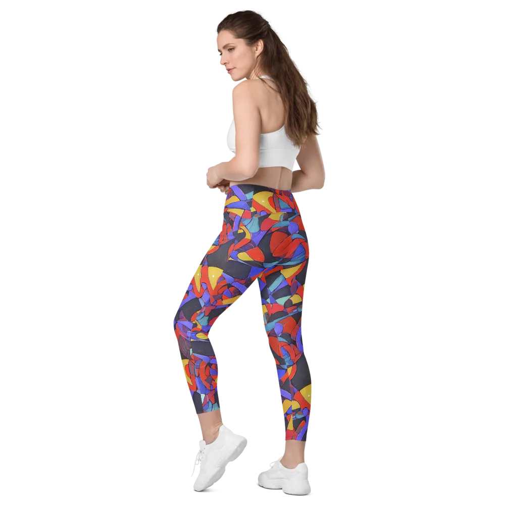 Neon Interlock on Leggings with Pockets — Left Back