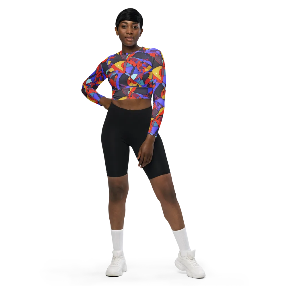 Neon Interlock on Long Sleeve Crop Top — Front