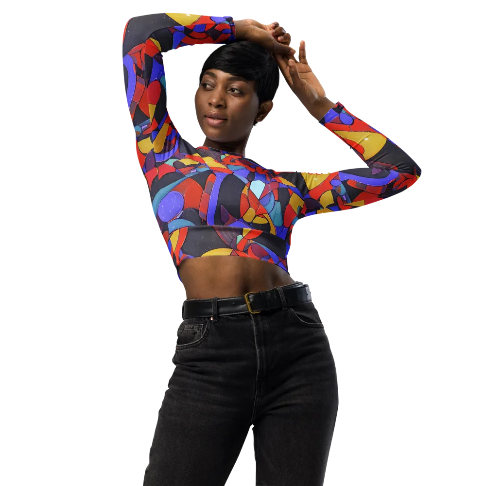 Neon Interlock on Long Sleeve Crop Top — Front