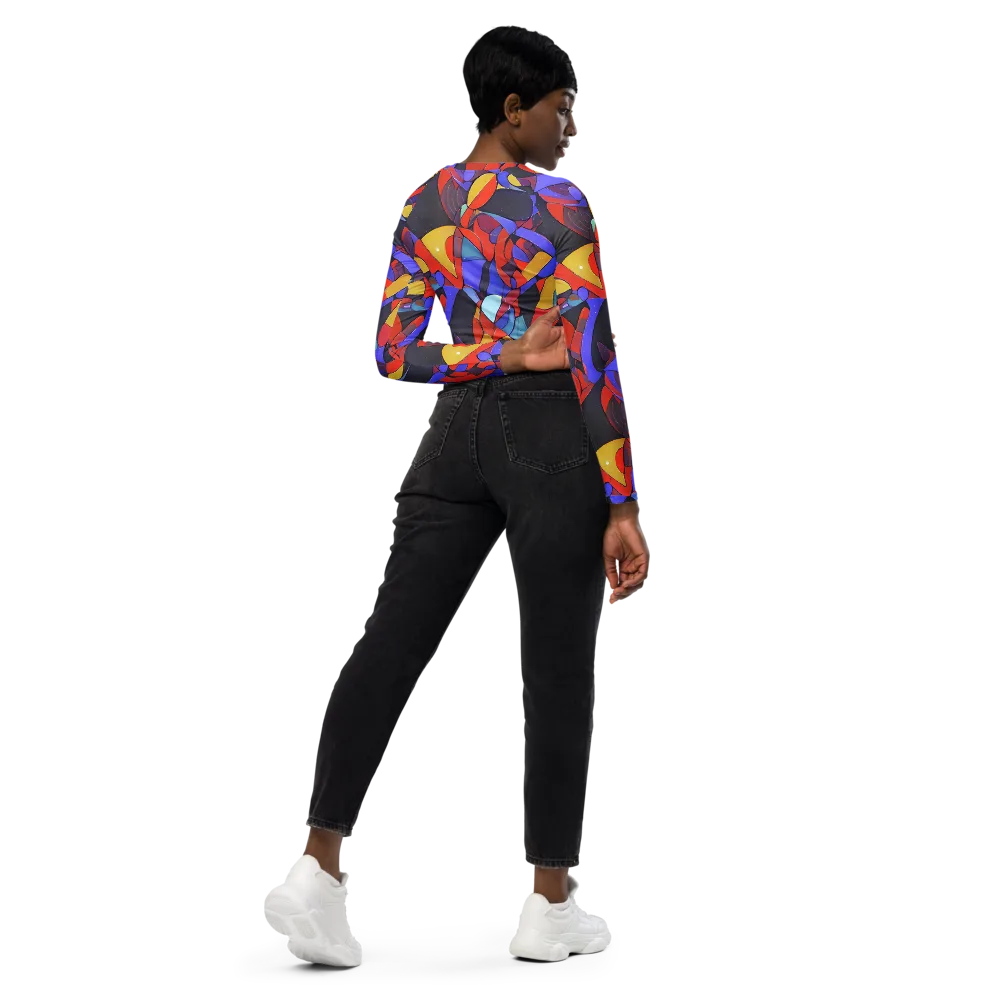 Neon Interlock on Long Sleeve Crop Top — Right Back