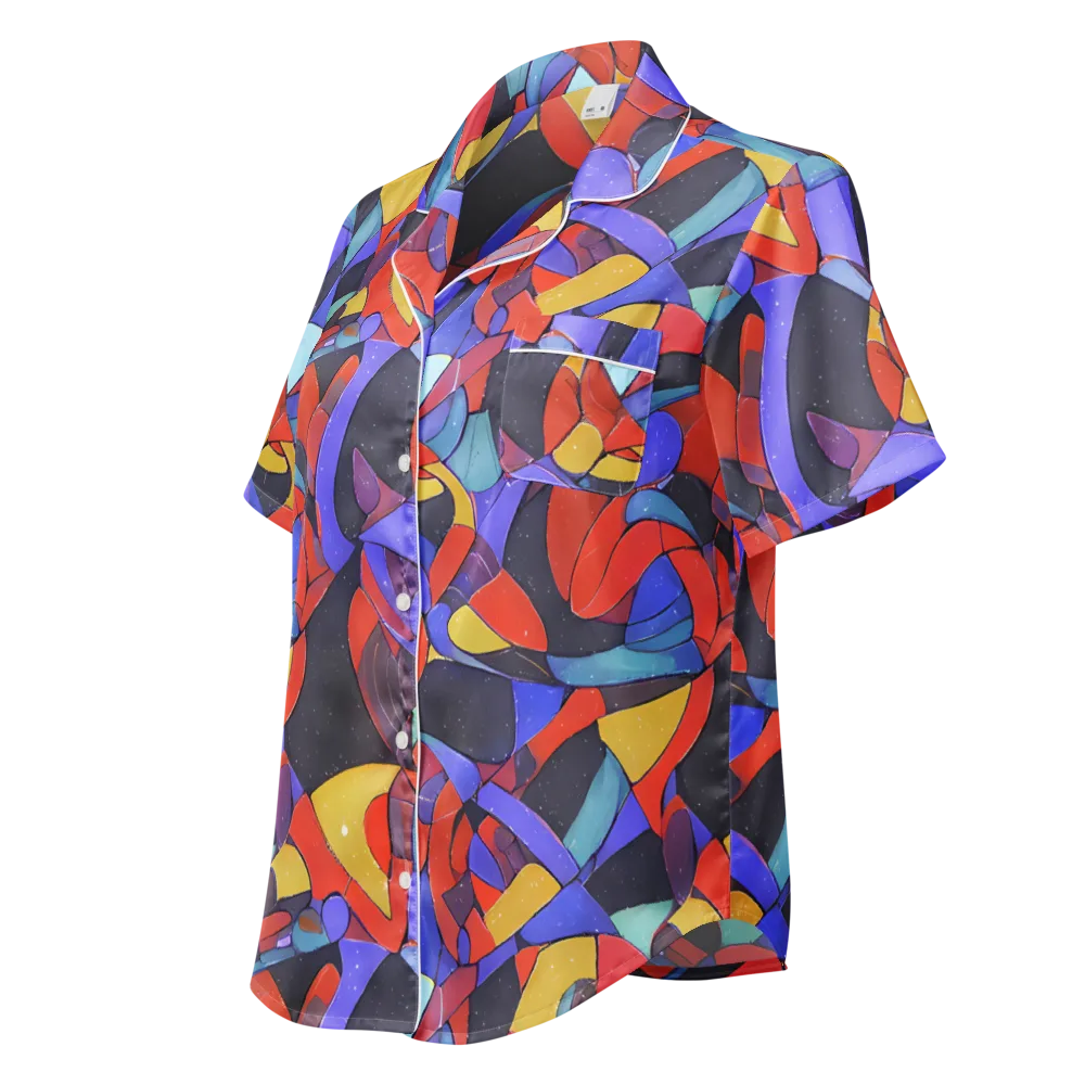 Neon Interlock on Women's Short Sleeve Pajama Top — Left Front