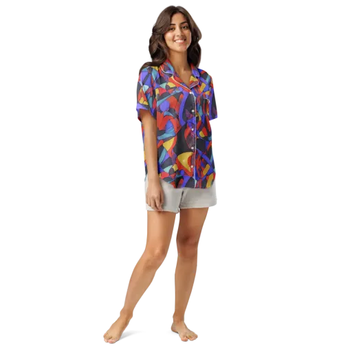 Neon Interlock on a Women's Short Sleeve Pajama Top