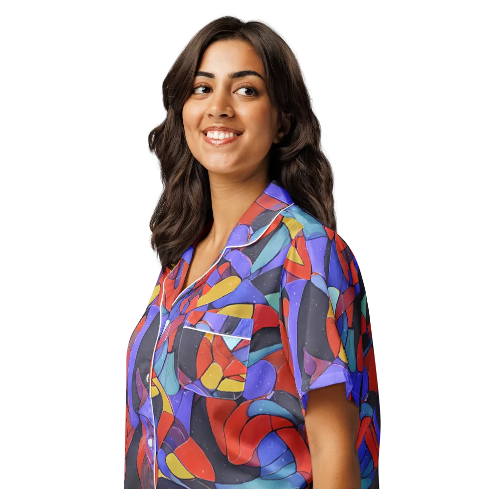 Neon Interlock on Women's Short Sleeve Pajama Top — Left Front