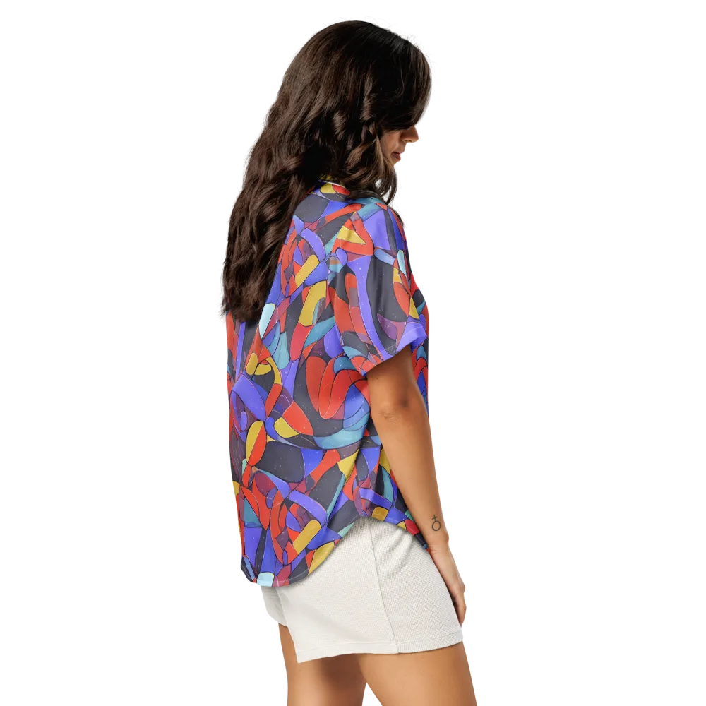 Neon Interlock on Women's Short Sleeve Pajama Top — Right Back