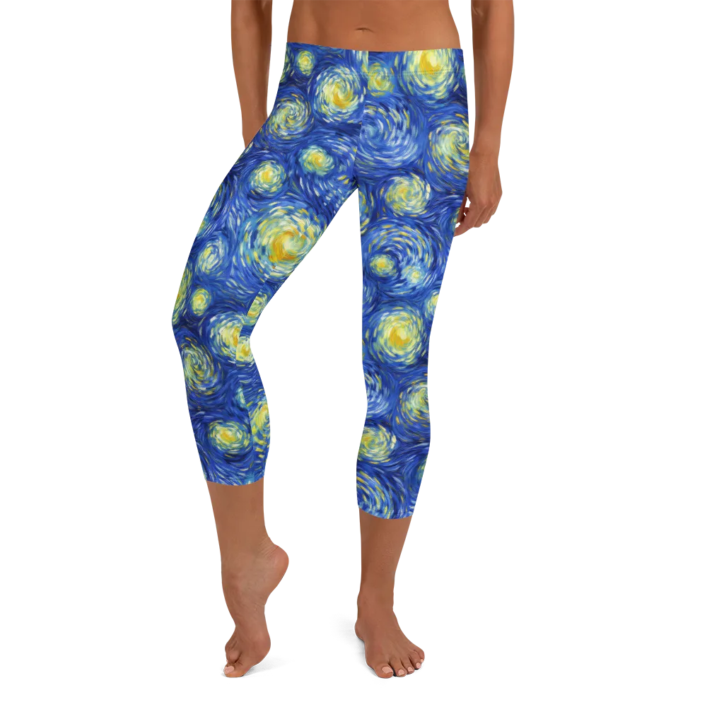 Golden Galaxies on Capri Leggings — Front