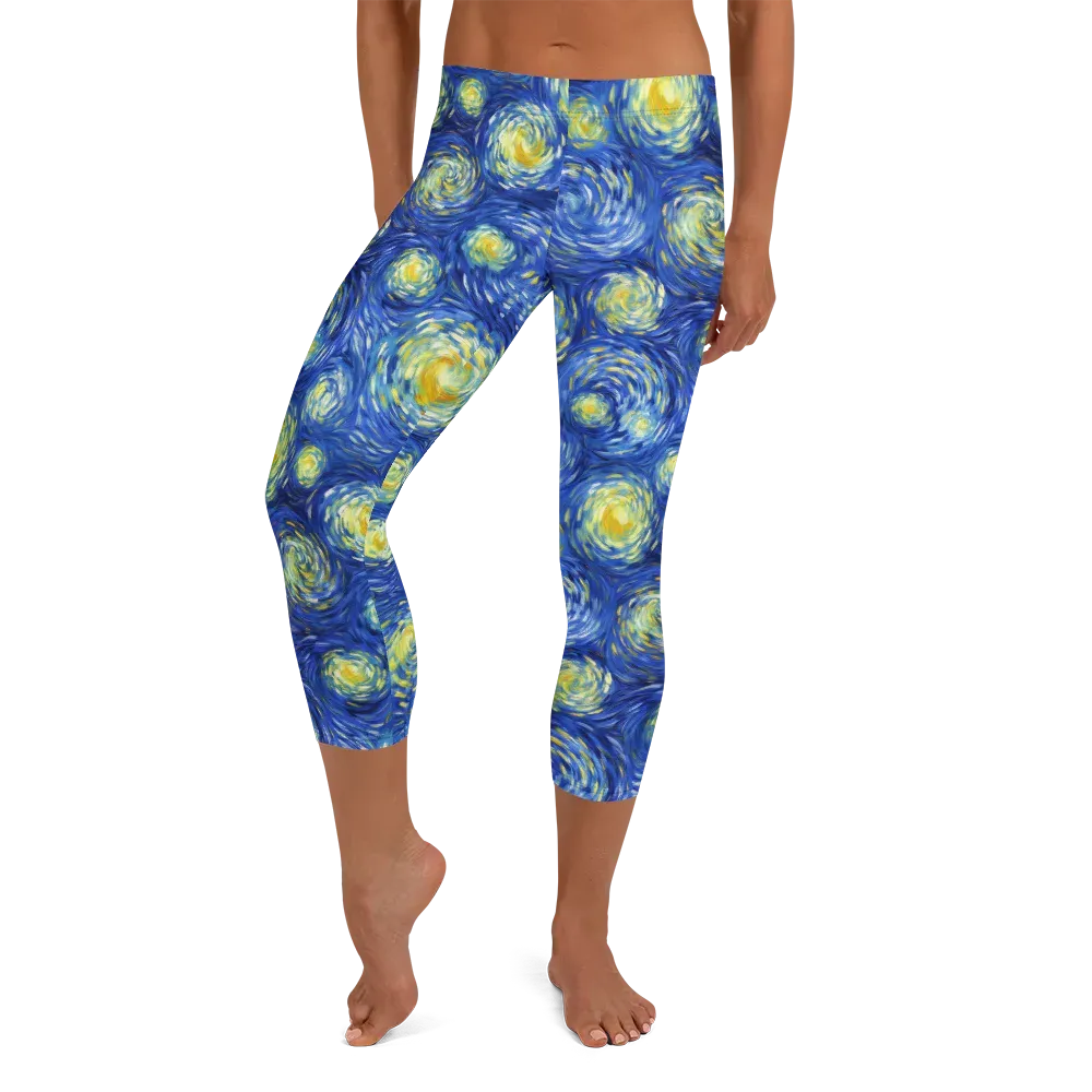 Golden Galaxies on Capri Leggings — Front
