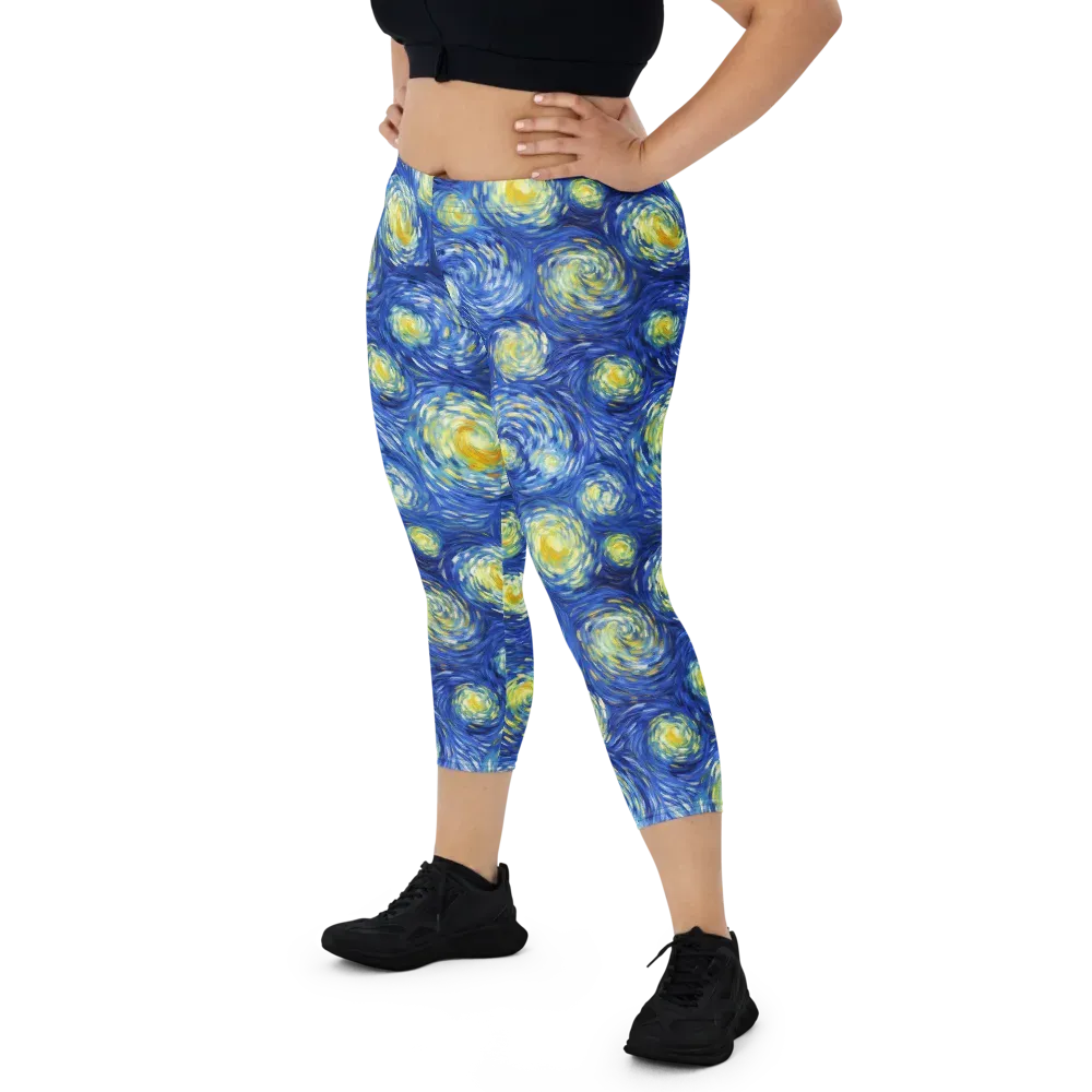 Golden Galaxies on Capri Leggings — Front