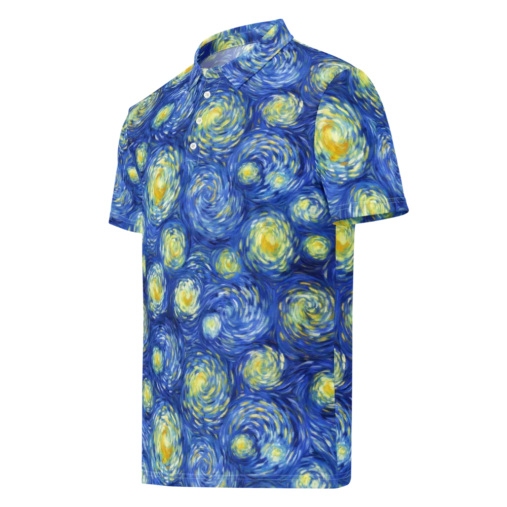 Golden Galaxies on Men's Slim Fit Polo Shirt — Left Front