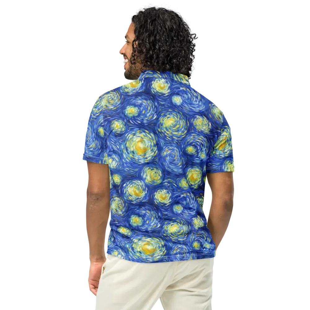 Golden Galaxies on Men's Slim Fit Polo Shirt — Back