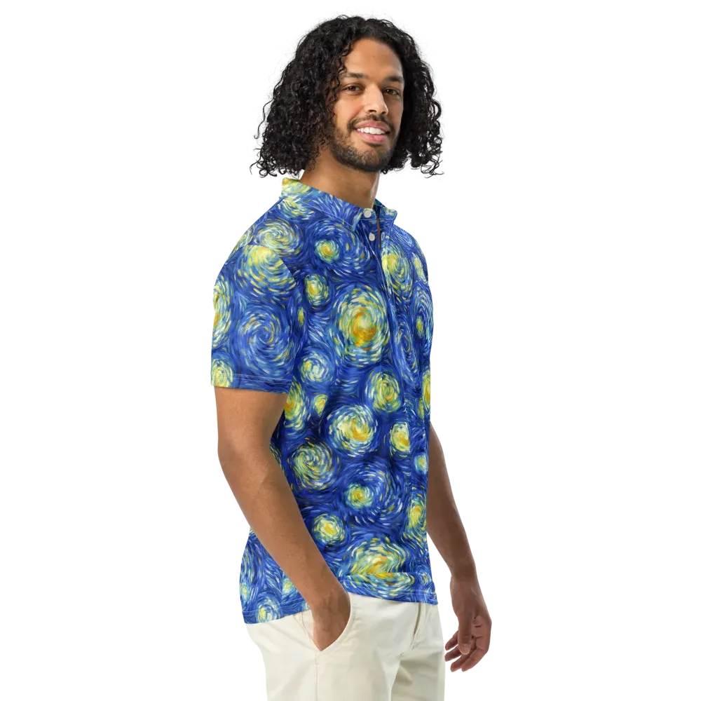 Golden Galaxies on Men's Slim Fit Polo Shirt — Right Front