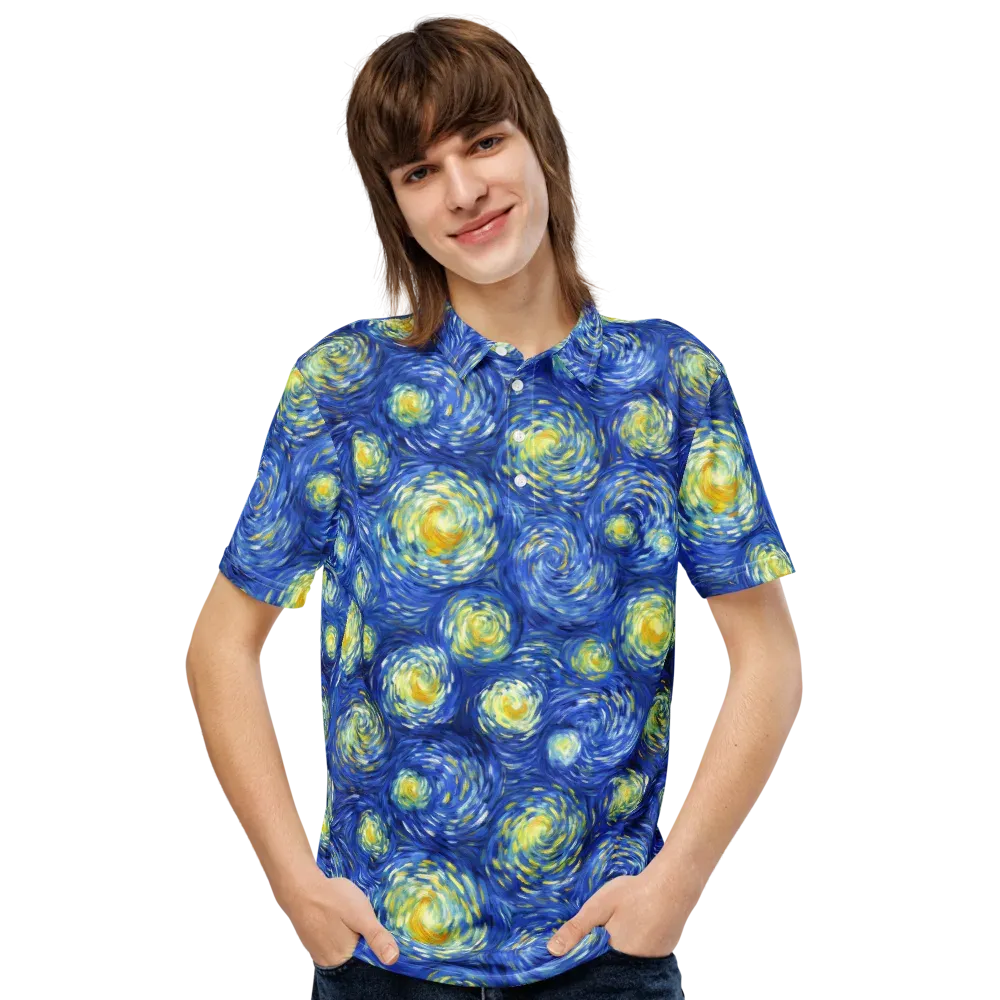 Golden Galaxies on Men's Slim Fit Polo Shirt — Front