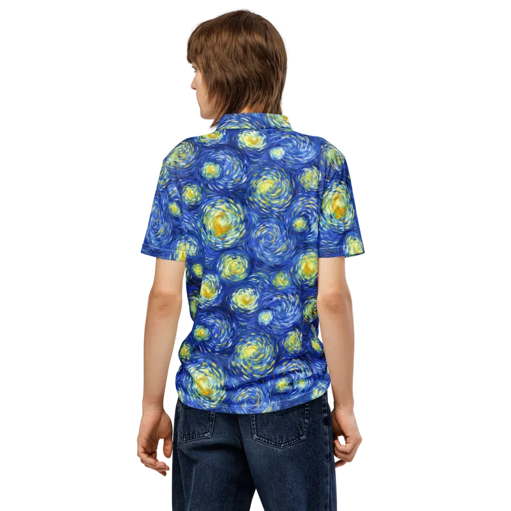 Golden Galaxies on Men's Slim Fit Polo Shirt — Back