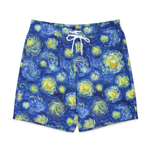 Golden Galaxies on a Men's Board Shorts
