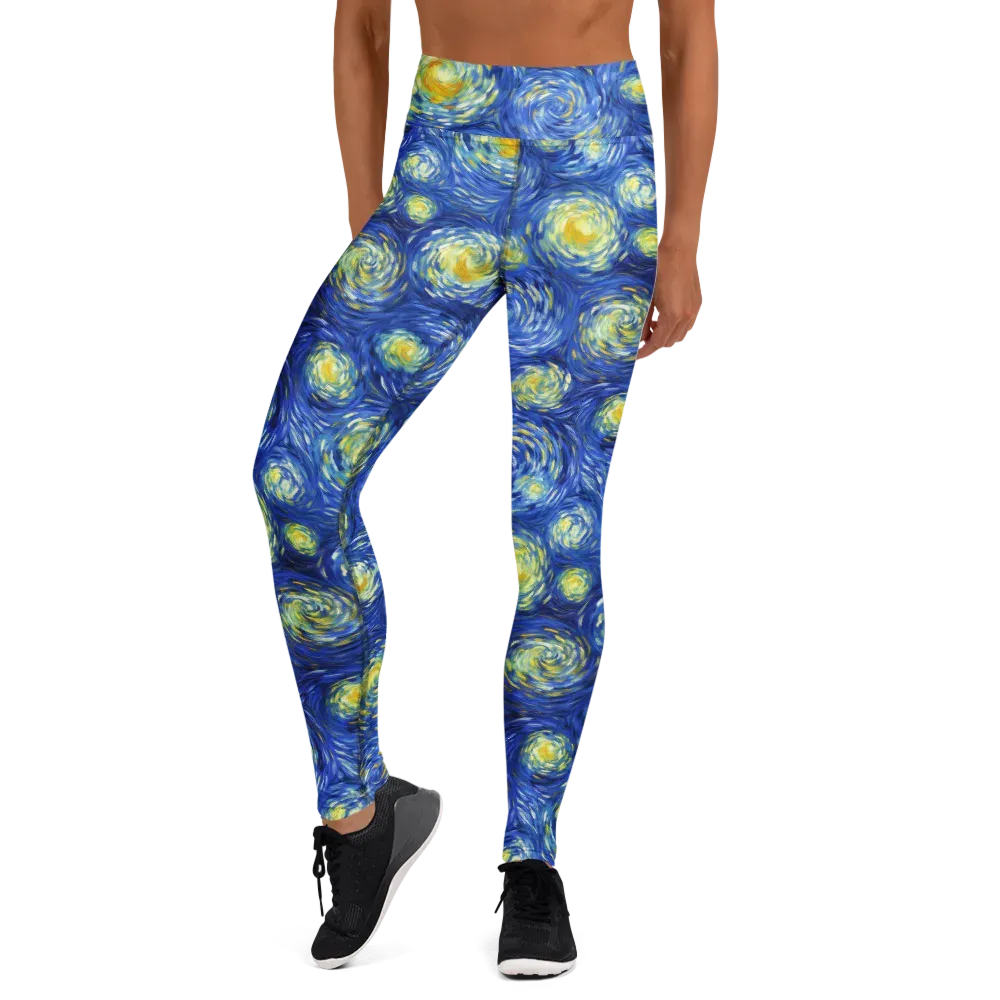 Golden Galaxies on Yoga Leggings — Front
