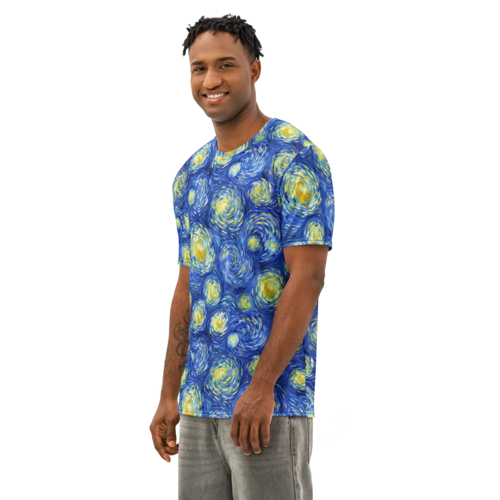 Golden Galaxies on Men's Cotton Crew Neck T-Shirt — Left Front