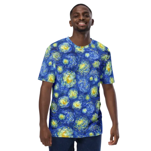 Golden Galaxies on a Men's Crew Neck T-Shirt