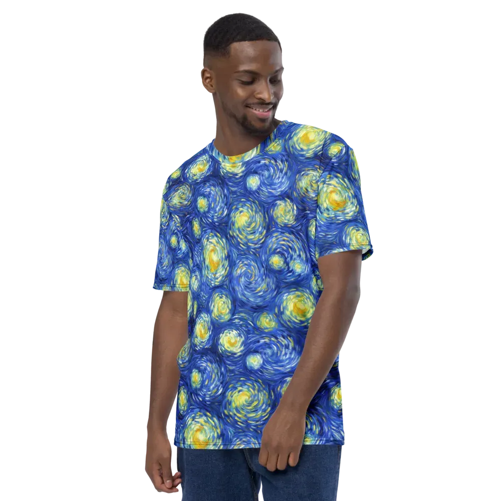 Golden Galaxies on Men's Crew Neck T-Shirt — Left