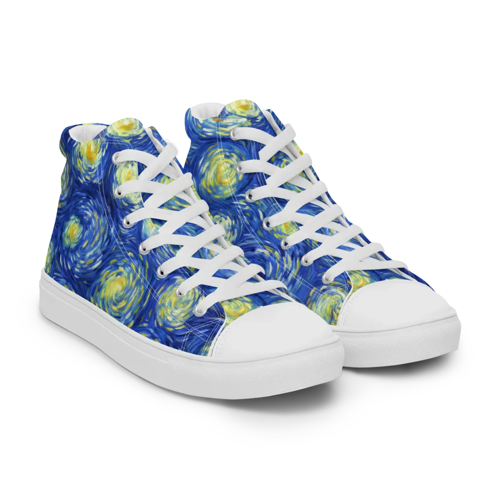 Golden Galaxies on Men's High Top Canvas Shoes — Right Front