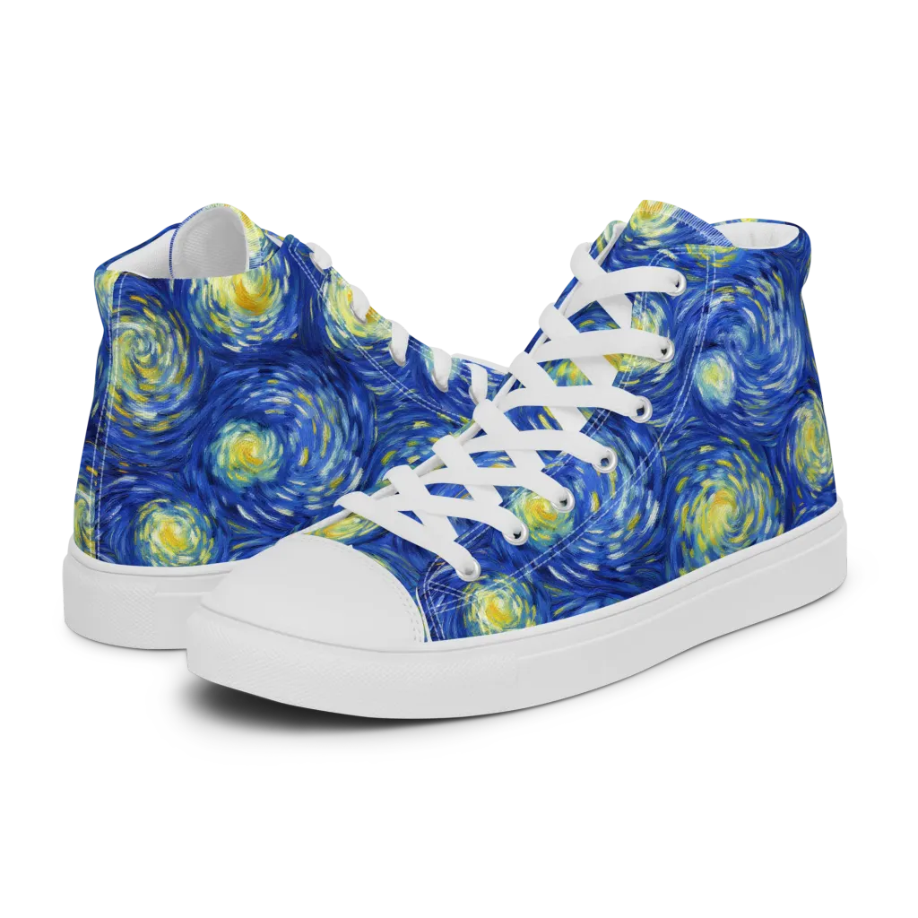 Golden Galaxies on Men's High Top Canvas Shoes — Left