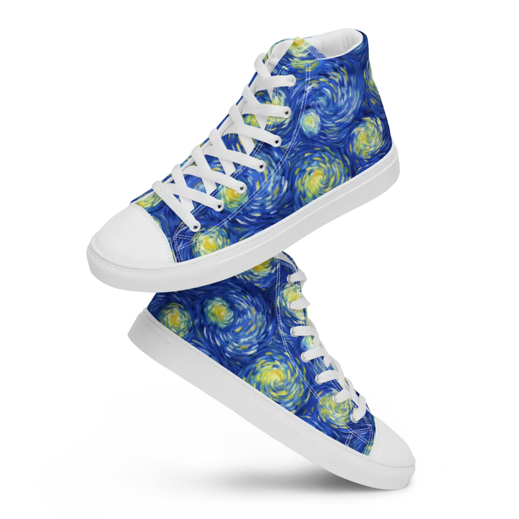 Golden Galaxies on Men's High Top Canvas Shoes — Front