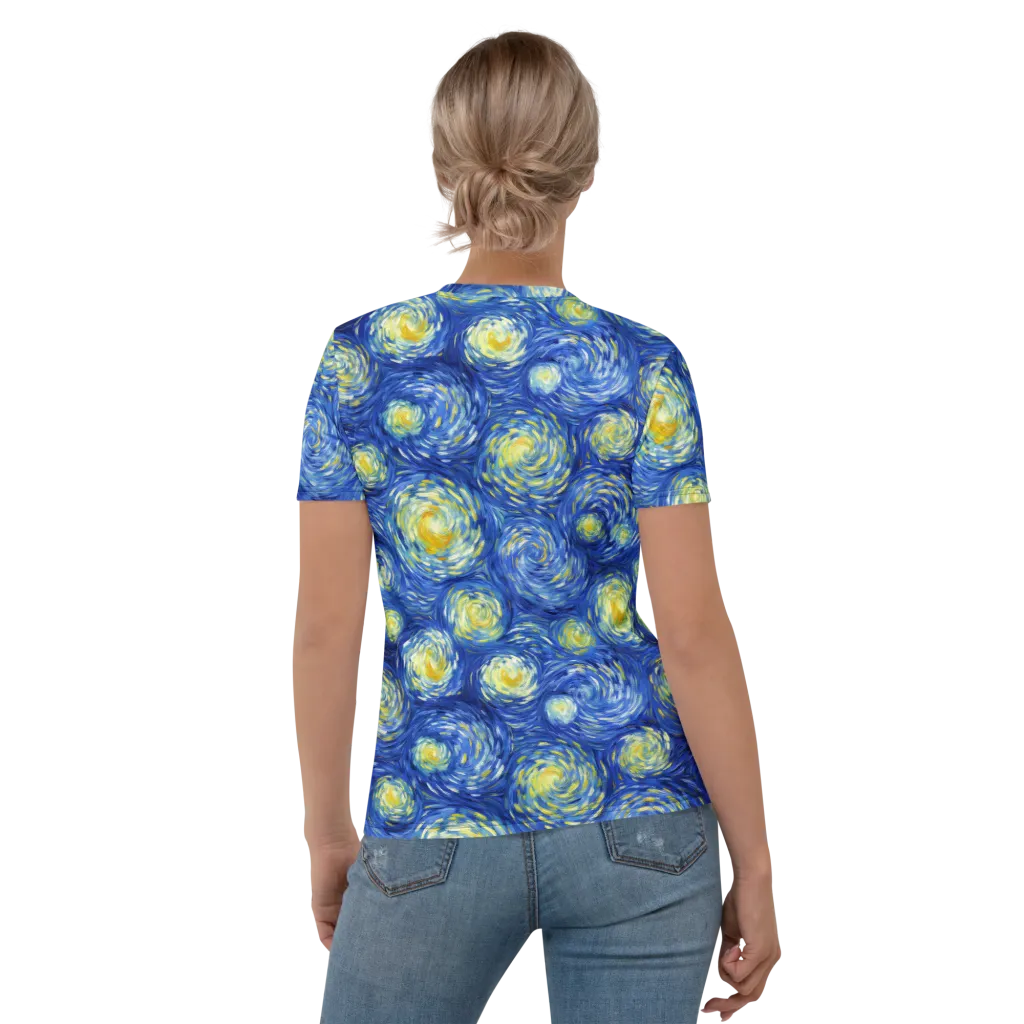 Golden Galaxies on Women's Crew Neck T-Shirt — Back