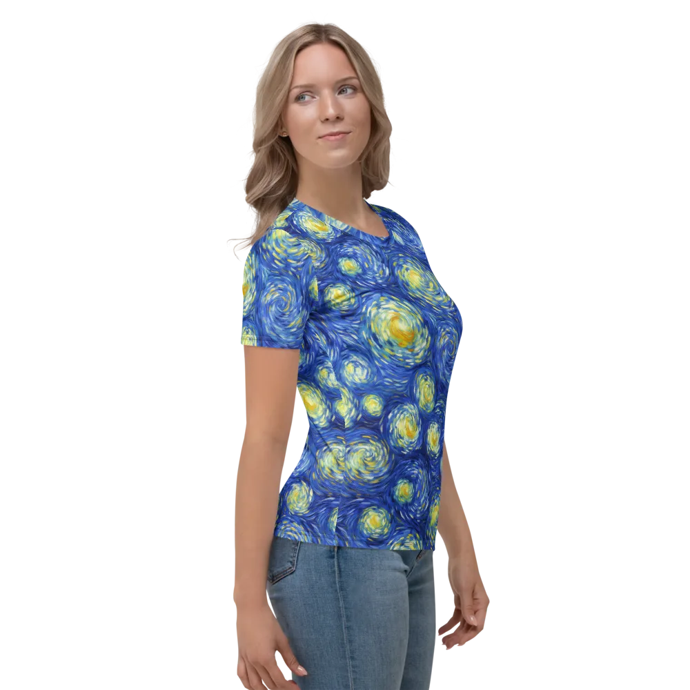 Golden Galaxies on Women's Crew Neck T-Shirt — Right