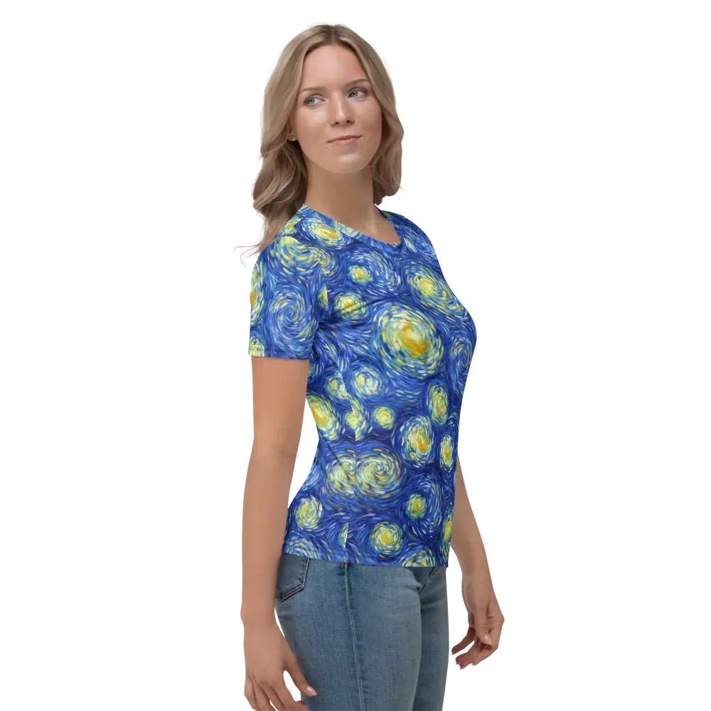 Golden Galaxies on Women's Crew Neck T-Shirt — Right