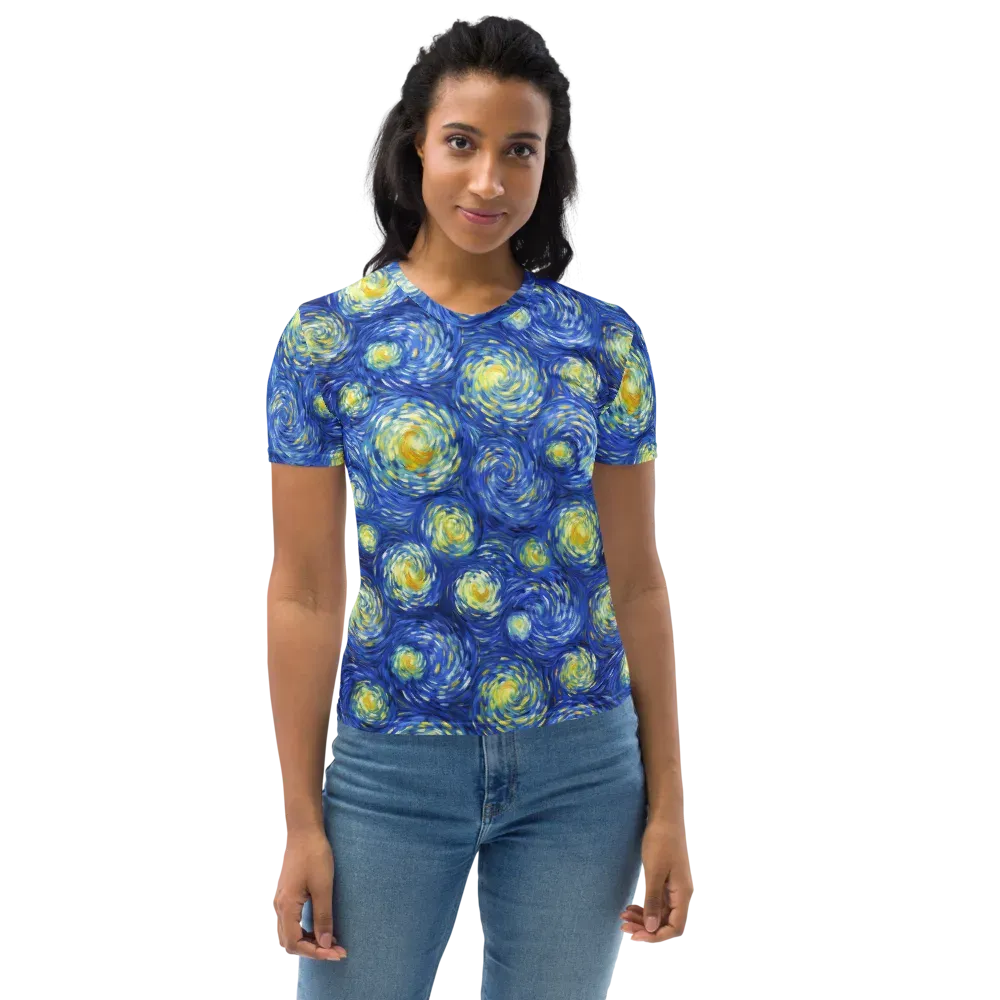 Golden Galaxies on Women's Crew Neck T-Shirt — Front