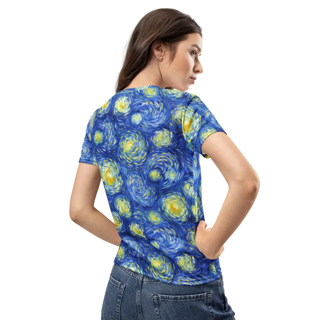 Golden Galaxies on Women's Crew Neck T-Shirt — Back