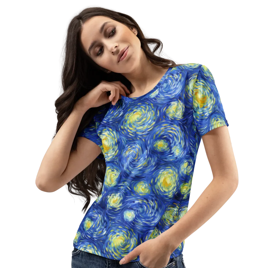 Golden Galaxies on Women's Crew Neck T-Shirt — Left Front