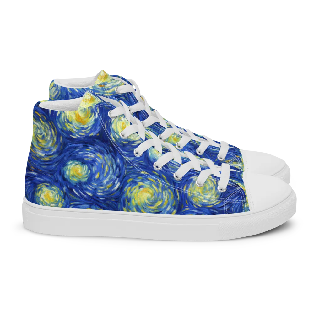 Golden Galaxies on Women's High Top Canvas Shoes — Right