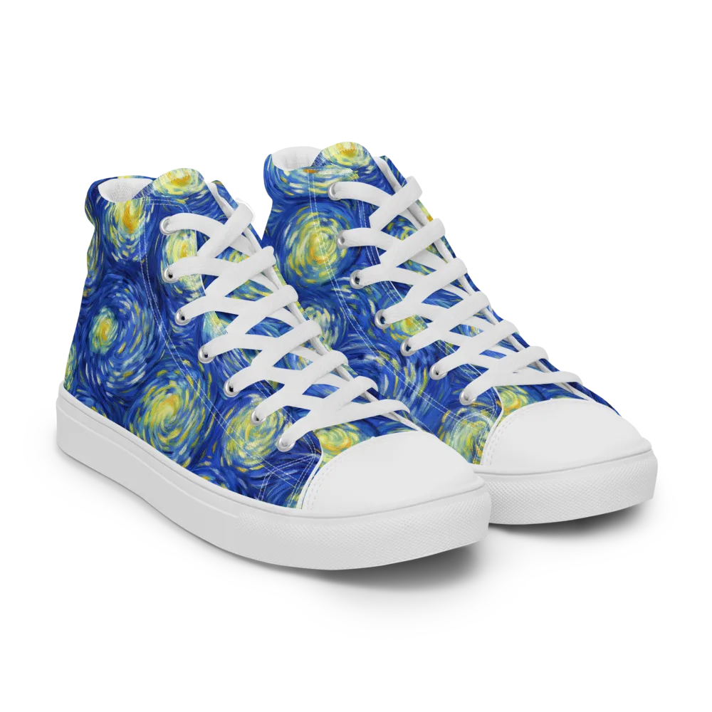 Golden Galaxies on Women's High Top Canvas Shoes — Right Front