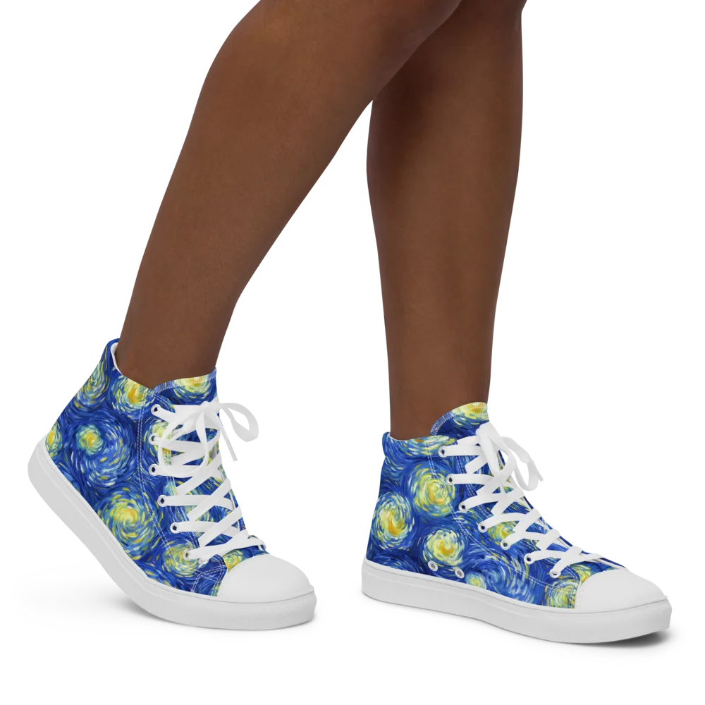 Golden Galaxies on Women's High Top Canvas Shoes — Right