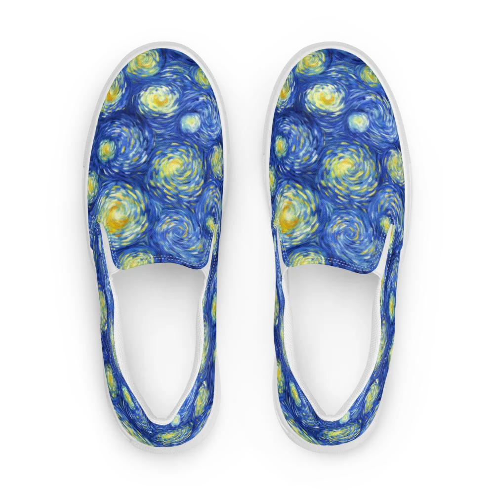 Golden Galaxies on Men's Slip-On Canvas Shoes — Front