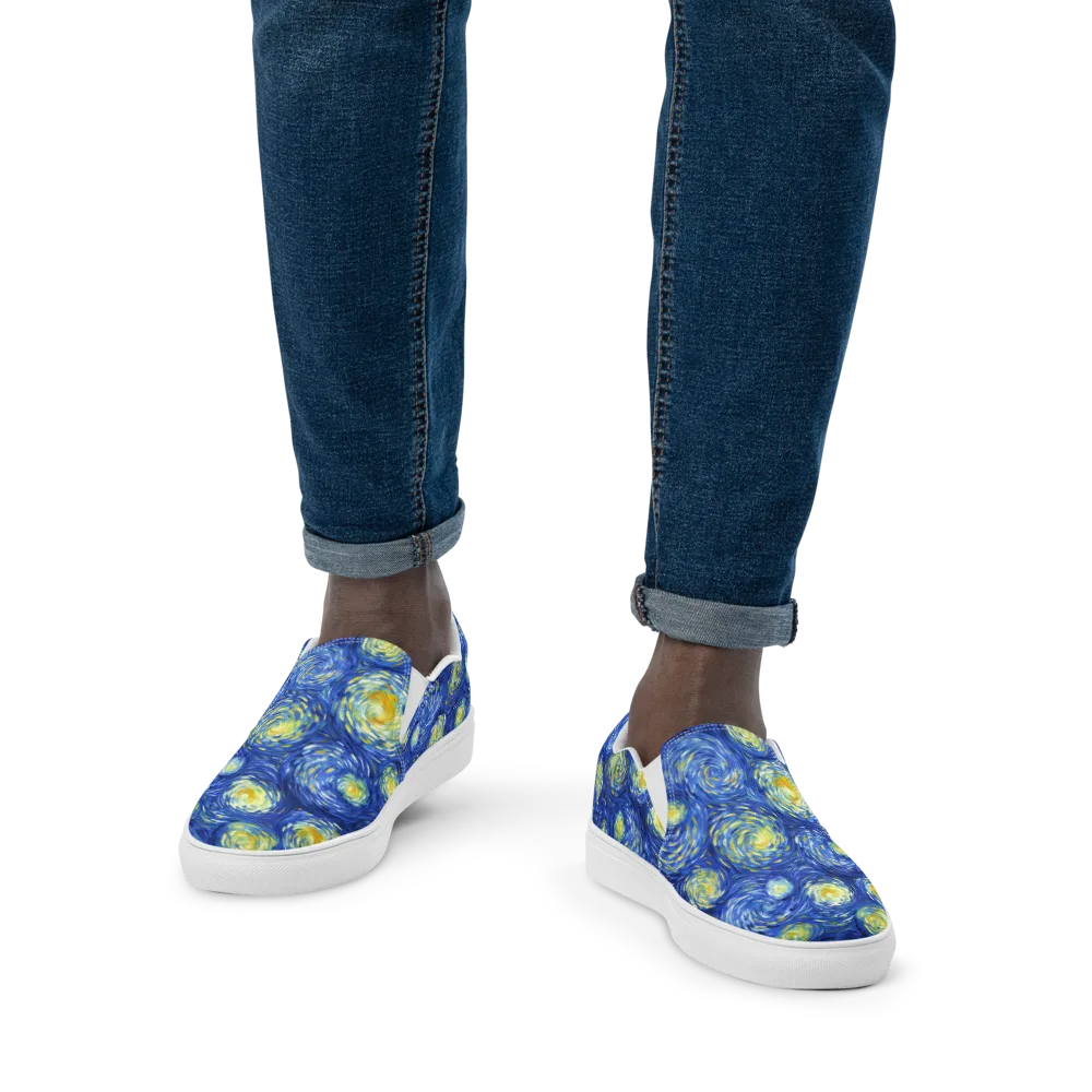 Golden Galaxies on Men's Slip-On Canvas Shoes — Front