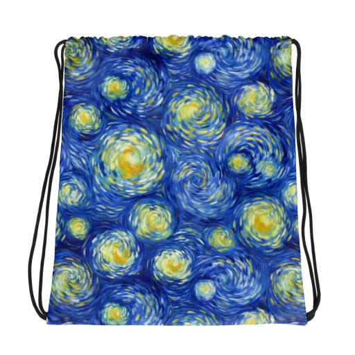 Golden Galaxies on a Drawstring Bag