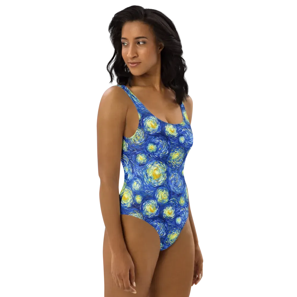 Golden Galaxies on One-Piece Swimsuit — Right