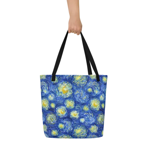 Golden Galaxies on a Large Tote Bag W/ Pocket