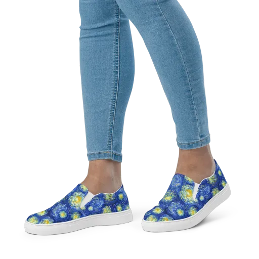 Golden Galaxies on a Women's Slip-On Canvas Shoes